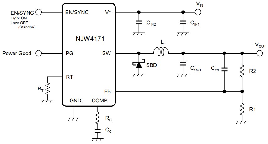 Application Circuit Diagram - Nisshinbo NJW4171 Switching Regulator ICs
